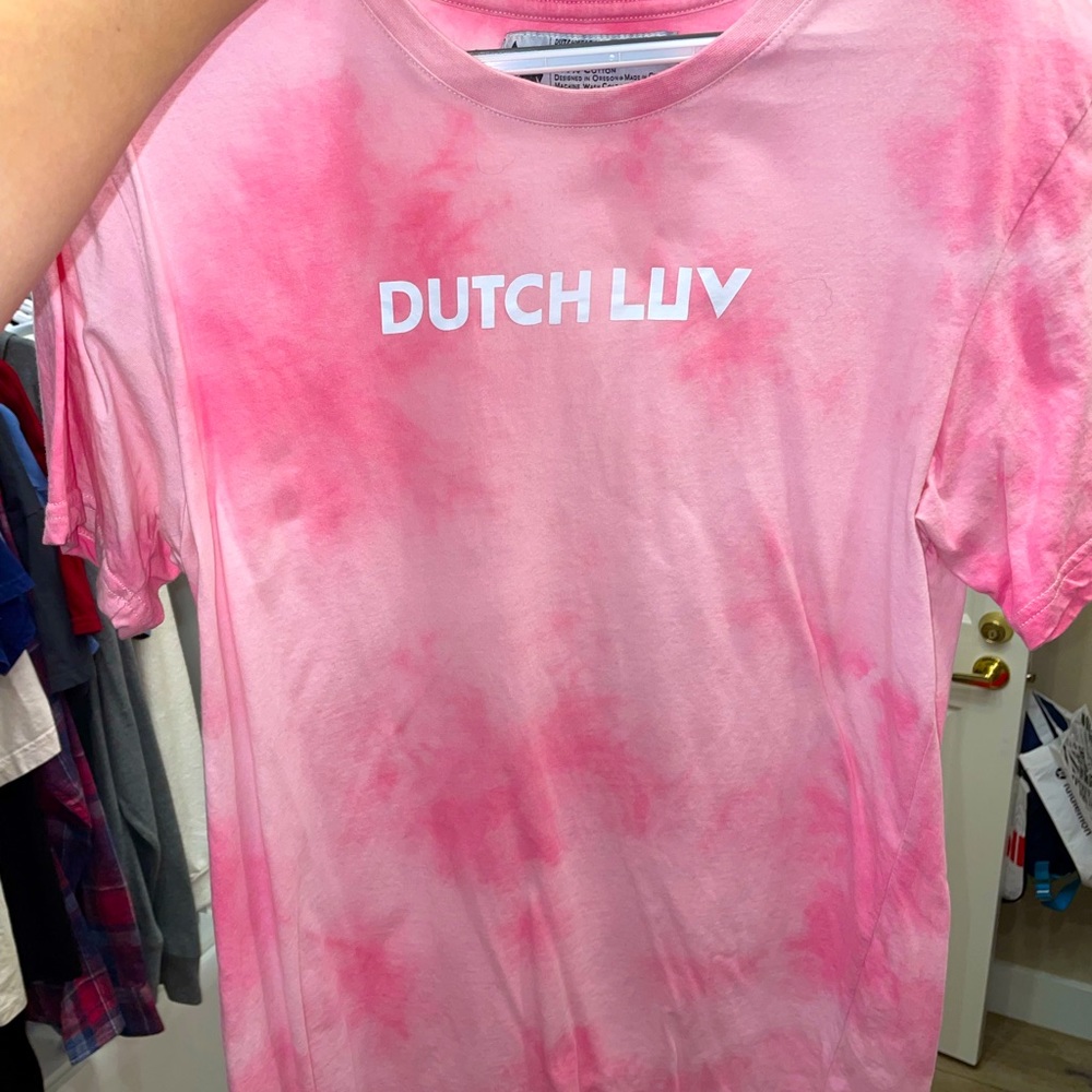 Dutch Bros Tee, Pink tie die, Dutch LUV